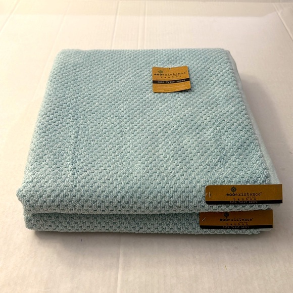 8pc ECOEXISTENCE Bamboo Zero Twist Loops Bath Towel Set - Mystical Blue - Picture 2 of 10